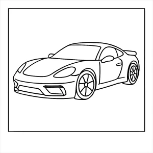 Sports car coloring page for kids featuring a sleek car design, free printable
