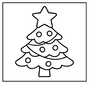 Star on tree coloring page featuring a Christmas tree with a star on top, free printable for kids