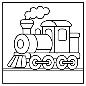 Train coloring page showing a friendly locomotive for kids to print and color