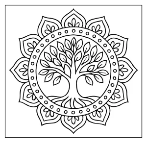 Tree mandala coloring page for free printing and coloring