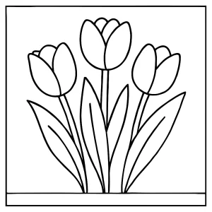 Tulips coloring page for free printable, featuring beautiful blooming tulip flowers to color