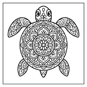 Turtle mandala coloring page for free printable activities