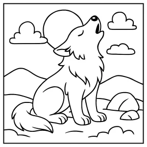 Wolf howling at the moon coloring page for free printable fun
