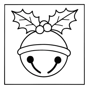 Festive sleigh bell with holly coloring page for free printable holiday fun