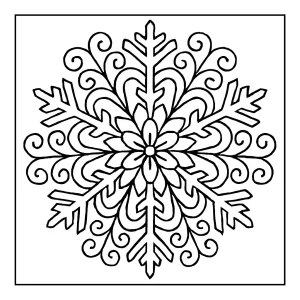 Giant snowflake mandala coloring page with intricate winter patterns for free printing and coloring