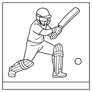 Cricket athlete slow-motion action pose coloring page for free printable fun