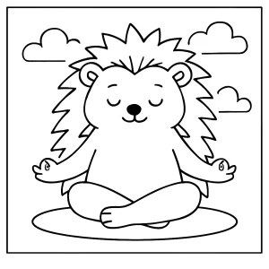 Cute hedgehog practicing yoga coloring page for free printable fun