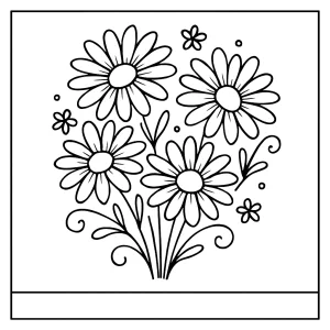 Whimsical daisy bouquet coloring page for free printable fun