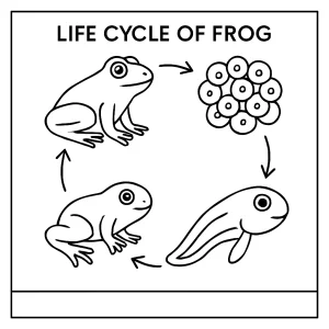 Frog life cycle storyboard coloring page for free printable and educational activities