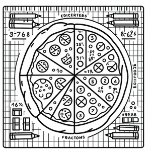Pizza pie chart divided into eighths and quarters for coloring