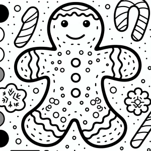 Gingerbread man coloring page with icing decorations