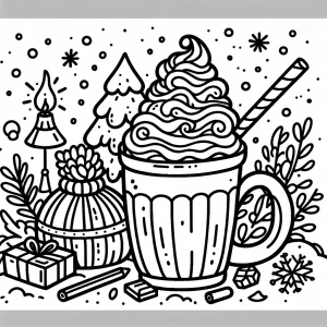 A mug of hot chocolate topped with whipped cream and sprinkles