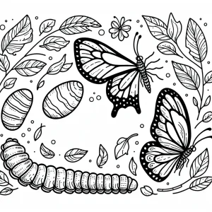 Comic panel showing the butterfly lifecycle from egg to butterfly.