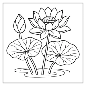 Vintage lotus botanical plate coloring page for free printable activities