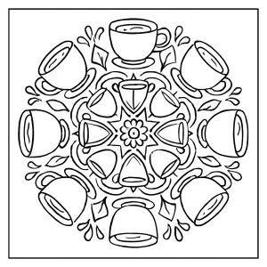 Coffee cup mandala coloring page for free printable fun and relaxation
