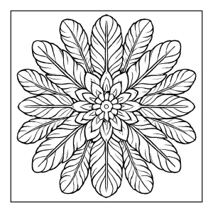 Intricate feather plume mandala coloring page for free printing and coloring
