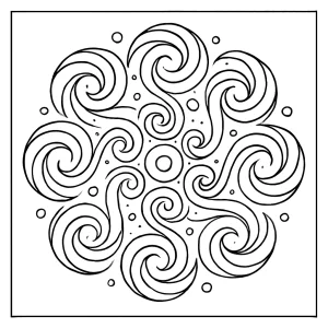 Galaxy spiral mandala coloring page with swirling cosmic patterns, printable and free for kids and adults