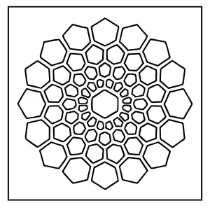 Honeycomb mandala coloring page featuring hexagonal cells in a circular pattern, available as a free printable coloring page.
