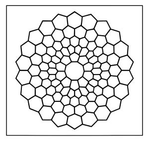 Honeycomb mandala coloring page with geometric cells, free printable for kids and adults
