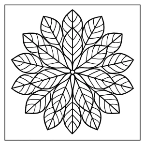 Leaf vein mandala coloring page featuring intricate natural patterns for free printable coloring.