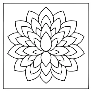 Lotus petal mandala coloring page, free printable design for kids and adults