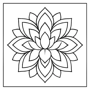 Lotus petal mandala coloring page featuring intricate floral patterns, printable for free