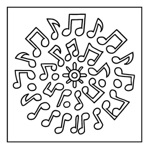 Mandala made of musical notes coloring page for free printable fun and creativity