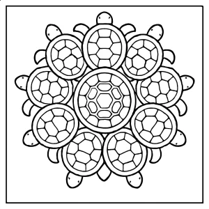 Turtle shell mandala coloring page for free printable fun