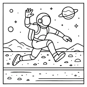 Mars Olympics long jump athlete in low gravity arena coloring page for free printable activities