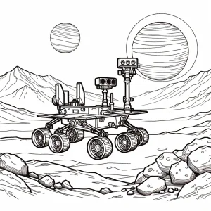 Mars rover exploring the rocky surface of Mars