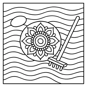 Mandala sand garden mindfulness coloring page with intricate designs for free printable coloring