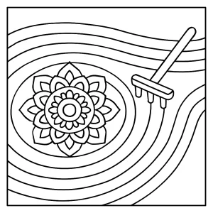 Mindful Mandala Sand Garden coloring page for free printable relaxation and mindfulness activities