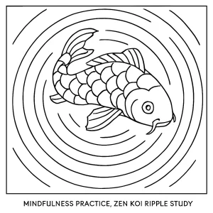 zen koi and ripples mindfulness coloring page for free printable download