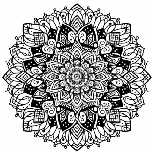 Mandala with neon gradient lines for coloring