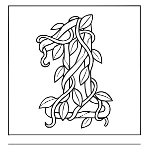 Number 1 shaped by jungle vines coloring page for kids