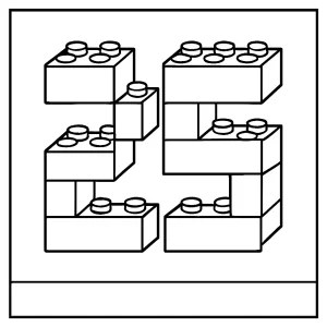 Number 25 shaped by building blocks coloring page for kids