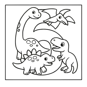 Number 6 dinosaur coloring page for free printable activity