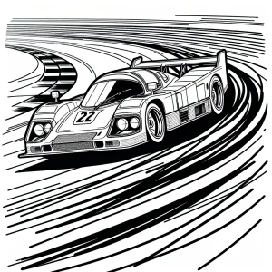 Race car drifting on a racetrack coloring page