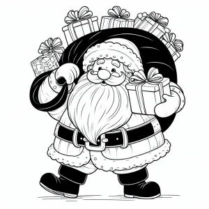 Santa Claus holding a large bag of gifts