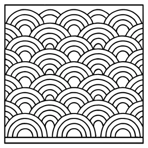 Japanese seigaiha wave pattern coloring page for kids and adults to print and color