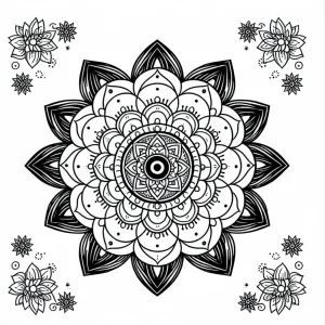 Yoga chakra mandala with lotus petals coloring page
